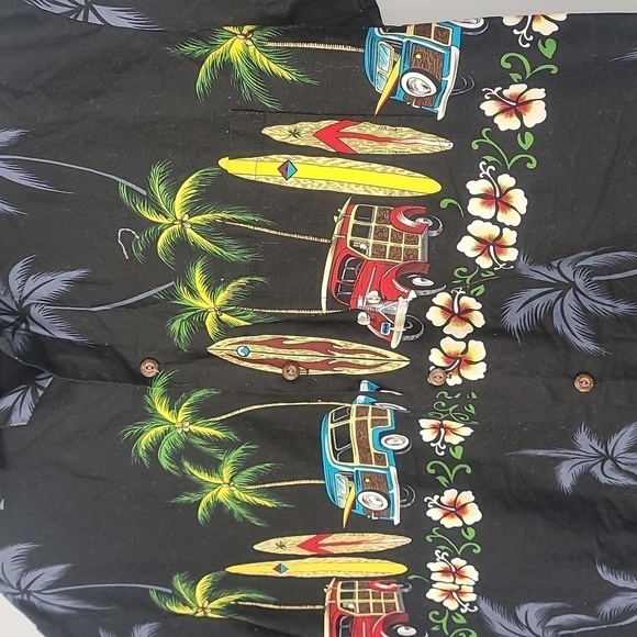 Hawaiian Togs Surf Board Black Print Shirt - Picture 2 of 8